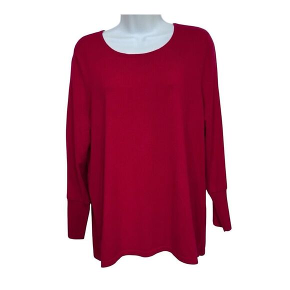 CHICO'S SIZE  2 US SIZE  12/14 RED BUTTON 3/4 SLEEVE TOP  rayon - Picture 1 of 9